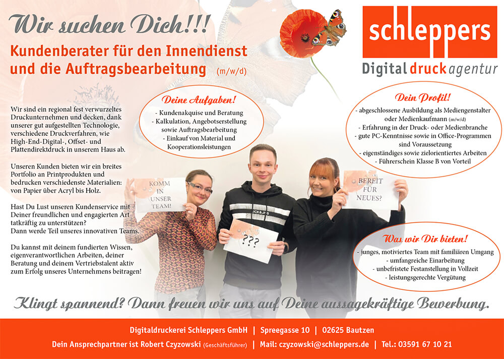 Kundenberater für den Innendienst und die Auftragsbearbeitung gesucht!